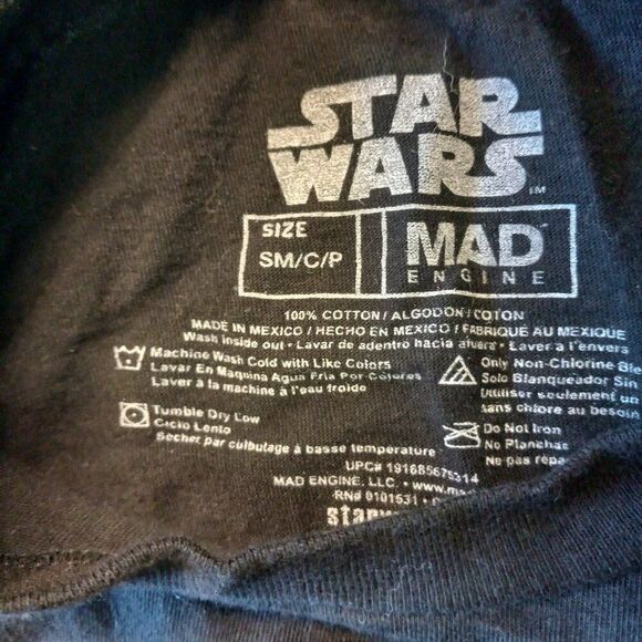 Star Wars Small Cotton Black Short Sleeve Mad Engine t-shirt Movie Space - Picture 3 of 6